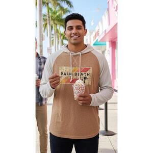 Salt Creek Apparel Palm Beach Florida Hoodie XL Long Sleeve Tee Raglan Sunfade